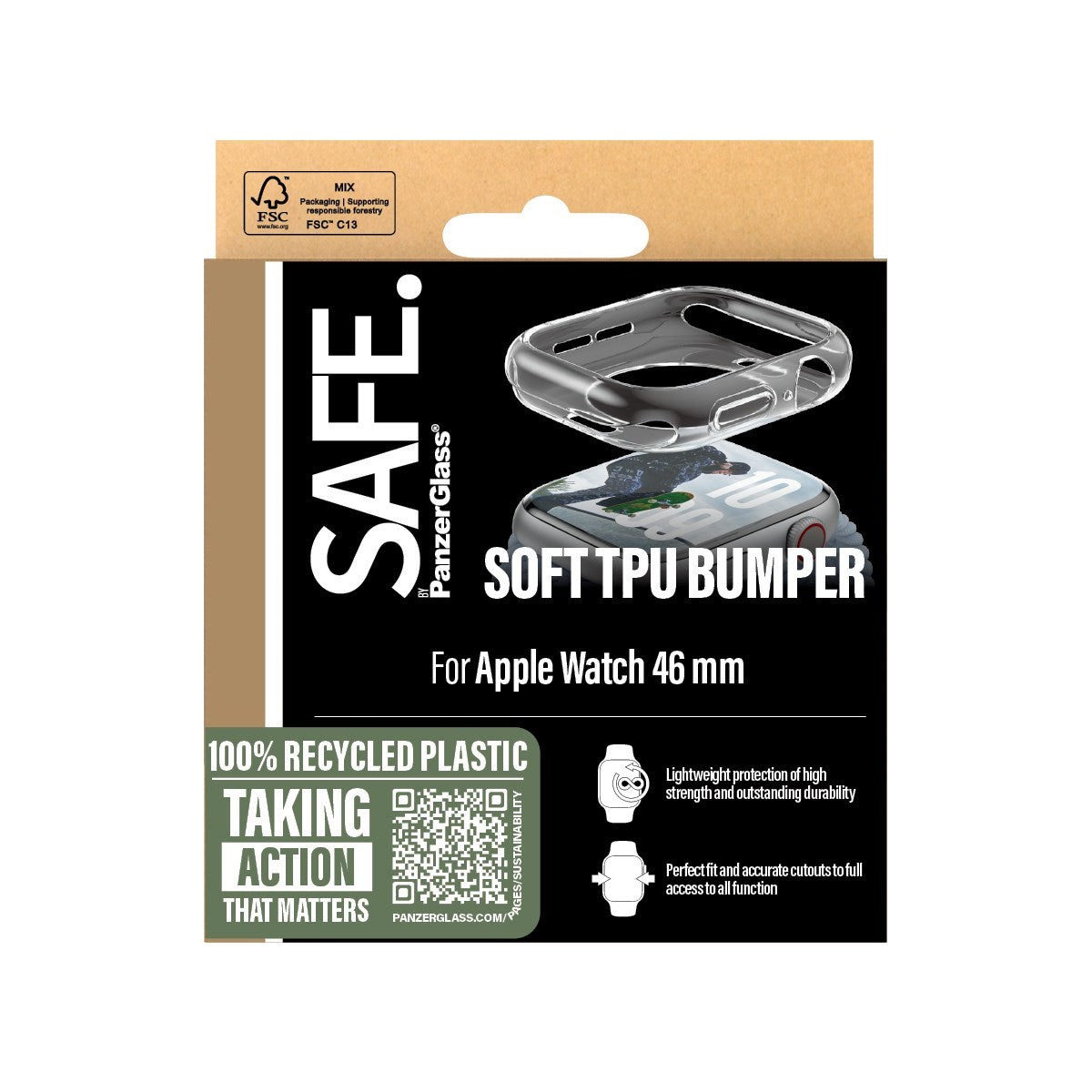 SAFE. by PanzerGlass® TPU Bumper Transparent Apple Watch Series 11 | 10 | 46mm